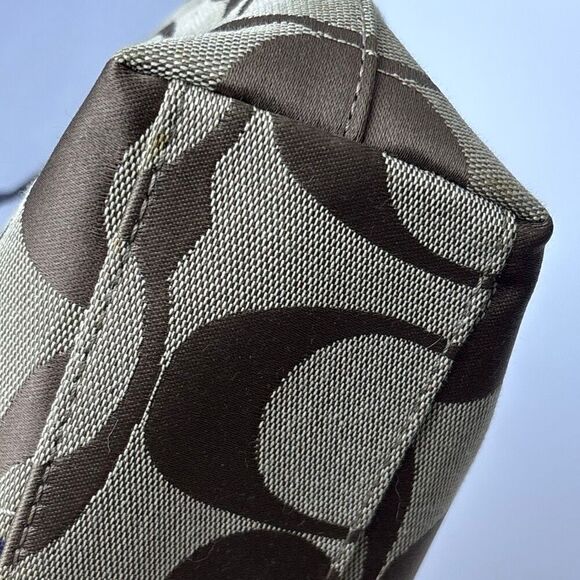 Y2K COACH SIGNATURE C STRIPE TOP HANDLE TOTE F48798 BRASS/KHAKI/PURPLE PURSE BAG - Picture 12 of 12